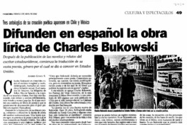 Difunden en español la obra lírica de Charles Bukowski