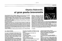 Charles Bukowski, el gran poeta irreverente.