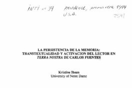 La Persistencia de la memoria: transexualidad y activación del lector en Terra Nostra de Carlos Fuentes