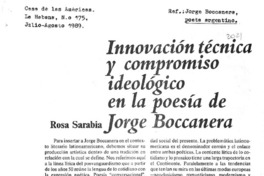 Innovación técnica y compromiso ideológico en la poesía de Jorge Boccanera