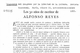 Los 50 años de escritor de Alfonso Reyes