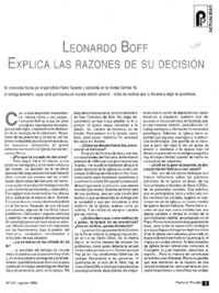 Leonardo Boff explica las razones de su desición.