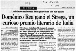 Doménico rea ganó el Strega, un curioso premio literario de Italia