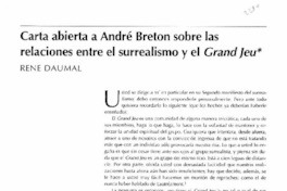 Carta abierta a André Breton sobre las relaciones entre el surrealismo y el Grand Jeu