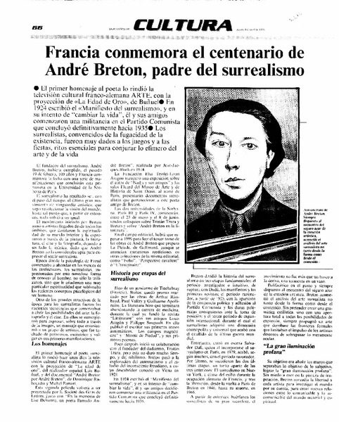 Francia conmemora el centenario de André Breton, padre del surrealismo.