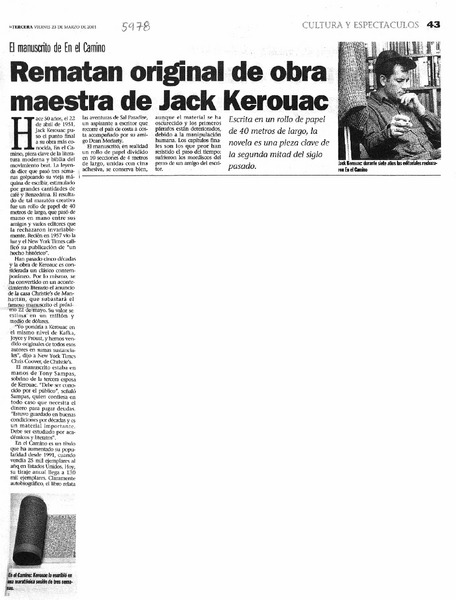 Rematan original de obra maestra de Jac Kerouac.