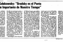 Leszek Kolakowsky: "Brodsky es el poeta ruso más importante de nuestro tiempo"