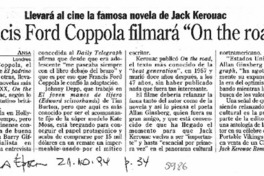 Francis Ford Coppola filmará "On the road".