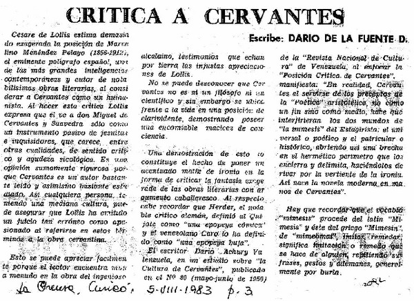 Crítica a Cervantes
