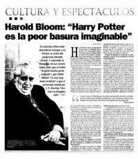 Harold Bloom: "Harry Potter es la peor basura imaginable".