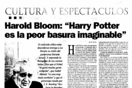 Harold Bloom: "Harry Potter es la peor basura imaginable".