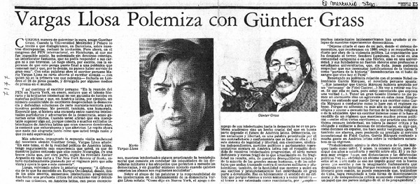 Vargas Llosa polemiza con Günther Grass.