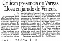Critican presencia de Vargas Llosa en jurado de Venecia.