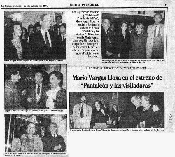 Mario Vargas Llosa en el estreno de "Pantaleón y las visitadoras".
