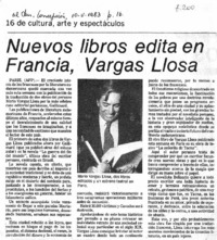 Nuevos libros edita en Francia, Vargas Llosa.