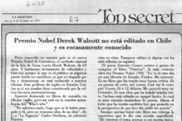 Premio Nobel Dereck Walcott no está editado en Chile y es escasamente conocido.