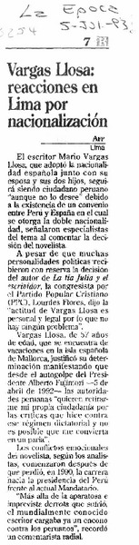 Vargas Llosa, reacciones en Lima por nacionalización.