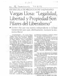 Vargas Llosa, "legalidad, libertad y propiedad son pilares del liberalismo".