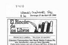 Francisco Umbral: "Trilogía de Madrid"