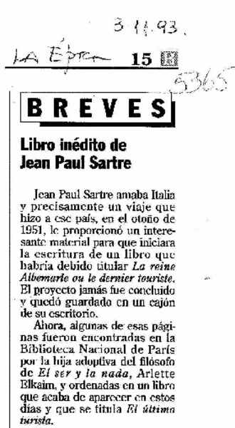 Libro inédito de Jean Paul Sartre