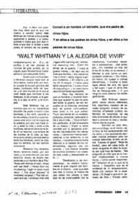 Walt Whitman y la alegría de vivir"