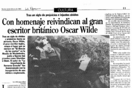 Con homenaje reivindican al gran escritor británico Oscar Wilde