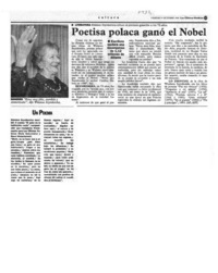Poetisa polaca ganó el Nobel.