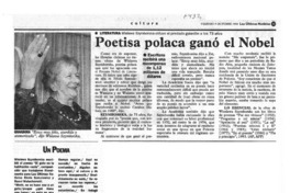 Poetisa polaca ganó el Nobel.