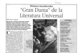 "Gran Dama" de la Literatura Universal