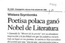 Poetisa polaca ganó Nobel de Literatura.