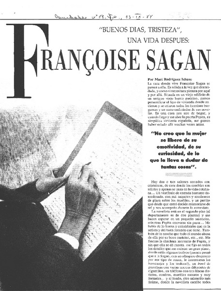 "Buenos días, tristeza" una vida despues : François Sagan