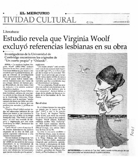 Estudio revela que Virginia Woolf excluyó referencias lesbianas en su obra.