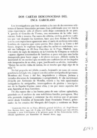 Dos cartas desconocidas del Inca Garcilaso