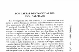 Dos cartas desconocidas del Inca Garcilaso