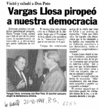 Vargas Llosa piropeó a nuestra democracia.