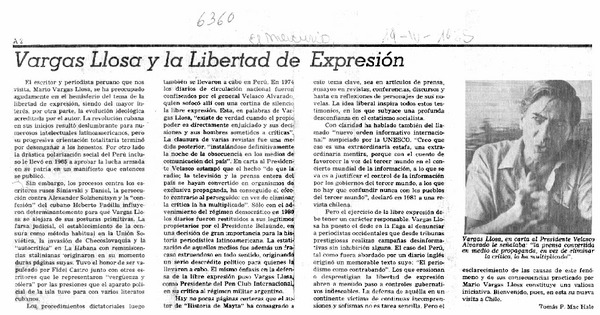 Vargas Llosa y la libertad de expresión
