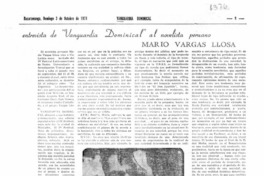 Entrevista de "Vanguardia Dominical" al novelista peruano Vargas Llosa, Mario Vargas Llosa
