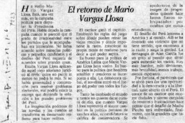 El Retorno de Mario Vargas Llosa.