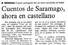 Cuentos de Saramago, ahora en castellano.