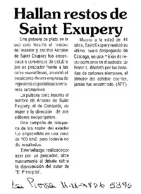 Hallan restos de Saint-Exupéry