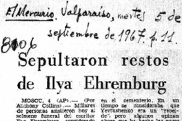 Sepultaron restos de Ilya Ehrenburg