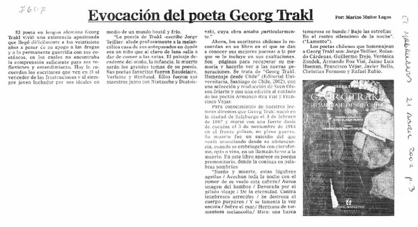 Evocación del poeta Georg Trakl