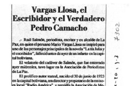 Vargas Llosa, el escribidor y el verdadero Pedro Camacho.