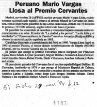 Peruano Mario Vargas Llosa al premio Cervantes.