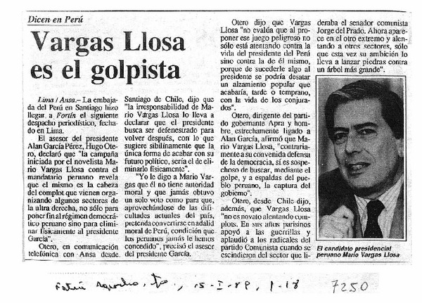 Vargas Llosa es el golpista.