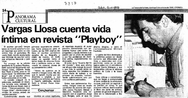 Vargas Llosa cuenta vida íntima en revista "Playboy".