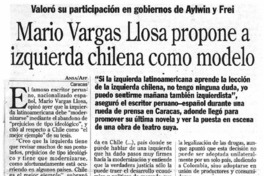 Mario Vargas Llosa propone a izquierda chilena como modelo.