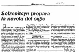 Solzenitsyn prepara la novela del siglo
