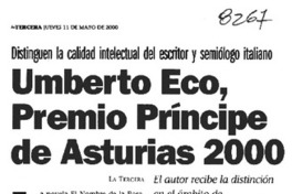 Umberto Eco, Premio Príncipe de Asturias 2000.