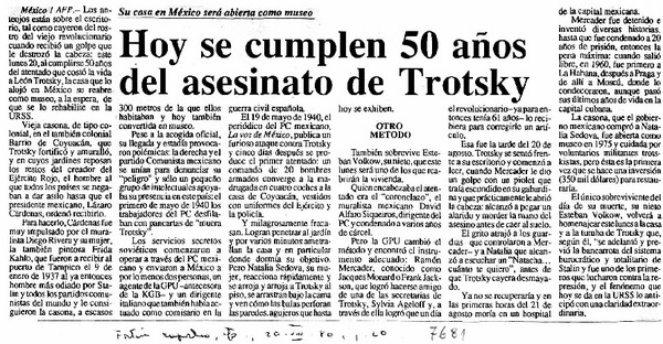 Hoy se cumplen 50 años del asesinato de Trotsky.